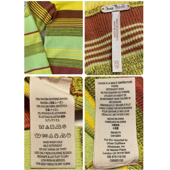 Free People Rip Tide Mockneck Quarter Zip Long Sleeve Knit Striped Crop Top XS - Picture 10 of 16